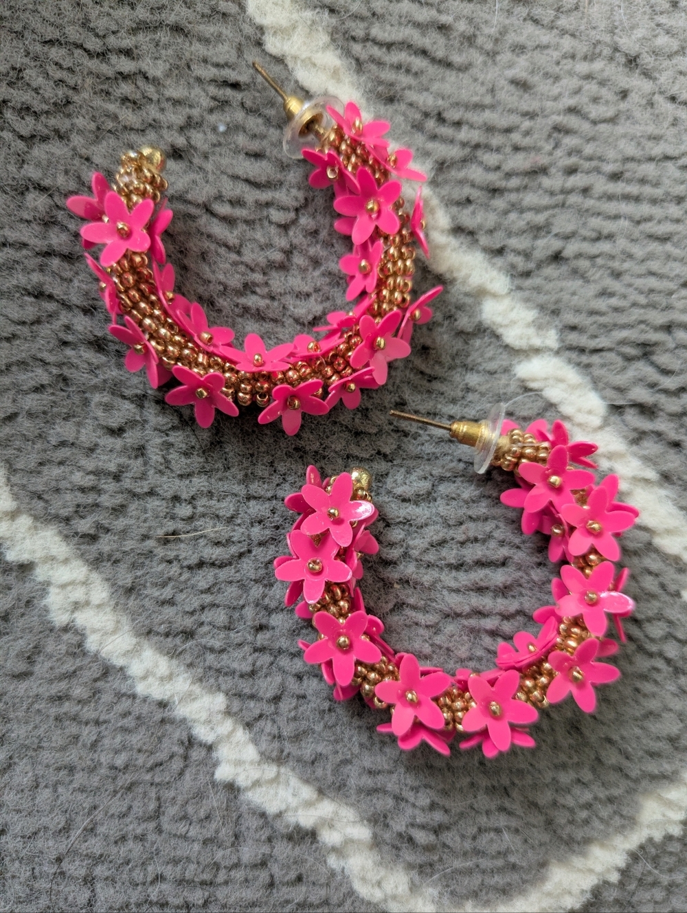 Floral Enameled Hoop Earrings